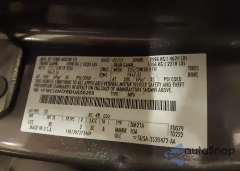 2013 Ford Escape Sel z USA, uszkodzony, nr VIN 1FMCU0HX6DUA58269